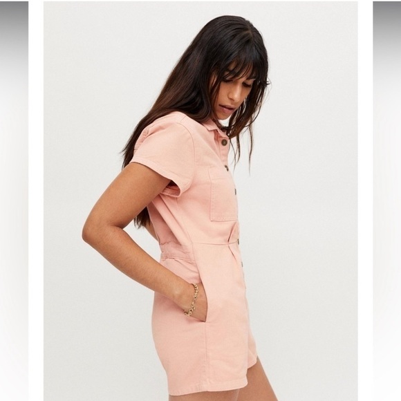 Urban Outfitters BDG Joey Short Sleeve Coverall
Romper Peach Pink Size Small - Picture 3 of 9